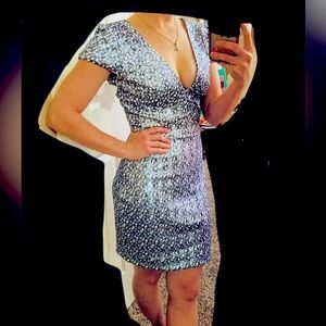 Blue & Silver Sequin Mini Dress by Dress the Population